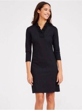J. McLaughlin Catalina Cloth Ruffle Neck Sheath Dress Black XS
